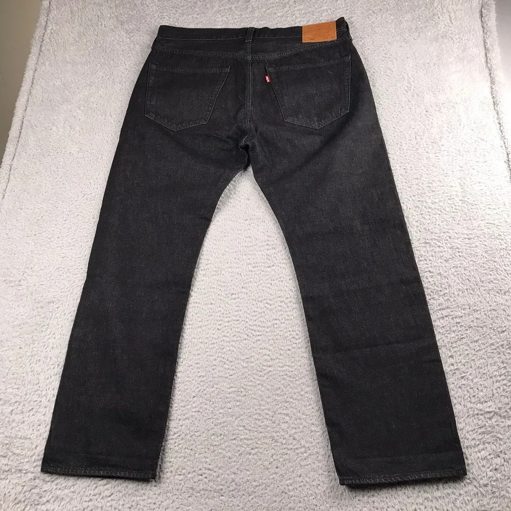 Levis 501 Original Selvedge Jeans Mens 36 (38x30) Black Premium Big E Denim